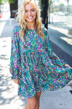 Load image into Gallery viewer, Spread Joy Hunter Green Floral Frill Sleeve Dress
