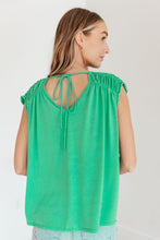 Load image into Gallery viewer, Ruched Cap Sleeve Top in Emerald
