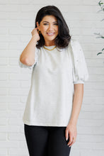 Load image into Gallery viewer, Diamonds and Pearls Puff Sleeve Top in Light Grey
