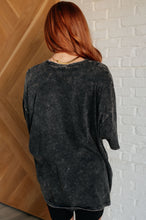 Load image into Gallery viewer, Don&#39;t Mind Me Mineral Wash Drop Shoulder Tee in Ash Black
