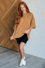 Load image into Gallery viewer, Don&#39;t Mind Me Mineral Wash Drop Shoulder Tee in Deep Camel
