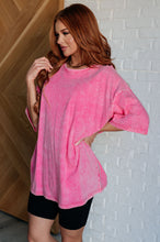 Load image into Gallery viewer, Don&#39;t Mind Me Mineral Wash Drop Shoulder Tee in Fuchsia
