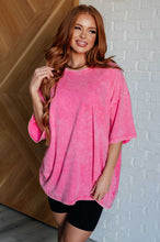 Load image into Gallery viewer, Don&#39;t Mind Me Mineral Wash Drop Shoulder Tee in Fuchsia
