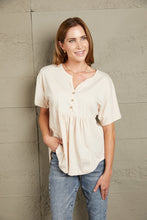 Load image into Gallery viewer, It&#39;s a Certain Thing Buttoned Notched Neck Short Sleeve Top (multiple color options)
