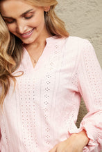 Load image into Gallery viewer, Sweet Serenade Eyelet Notched Neck Flounce Sleeve Blouse (multiple color options)

