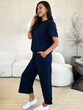 Load image into Gallery viewer, Leisure Luxe Textured Short Sleeve Top and Drawstring Pants Set (multiple color options)
