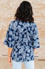 Load image into Gallery viewer, Dreamer Peplum Top in Navy and Pink Paisley
