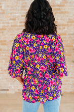 Load image into Gallery viewer, Dreamer Peplum Top in Purple and Pink Floral
