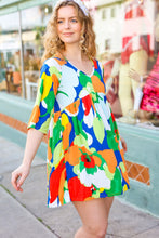 Load image into Gallery viewer, Bright Thoughts Floral Print V Neck Babydoll Dress in Green
