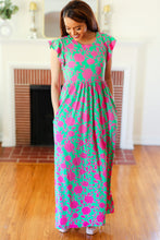 Load image into Gallery viewer, Stand Out Green &amp; Fuchsia Floral Fit &amp; Flare Maxi Dress
