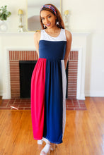 Load image into Gallery viewer, Patriotic Color Block Fit &amp; Flare Maxi Dress
