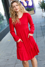 Load image into Gallery viewer, Lady In Red Hacci Fit &amp; Flare Ruffle Dress
