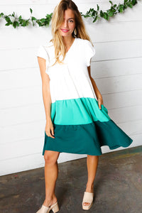 Sending My Love Color Block Midi Dress in Seafoam & Emerald