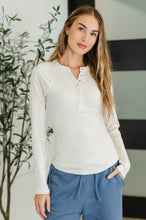 Load image into Gallery viewer, Effortless Edge Knit Henley Top in Natural
