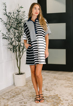 Load image into Gallery viewer, Everlasting Love Striped Collared Dress in Black and Navy
