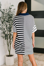 Load image into Gallery viewer, Everlasting Love Striped Collared Dress in Black and Navy
