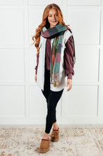 Load image into Gallery viewer, Keep Me Cozy Checkered Fringe Scarf in Berry
