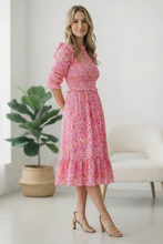 Load image into Gallery viewer, Be My Spring Sweetie Pink Floral Smocked Dress
