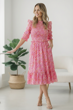 Load image into Gallery viewer, Be My Spring Sweetie Pink Floral Smocked Dress
