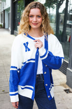 Load image into Gallery viewer, Game Day Blue &quot;K&quot; Embroidered Cardigan
