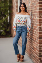 Load image into Gallery viewer, Meadow Muse Embroidered Off The Shoulder Crop Top
