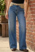 Load image into Gallery viewer, JUDY BLUE Mid Rise Column Straight Jeans with Corduroy Waist
