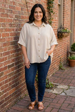 Load image into Gallery viewer, Tailored Transit Striped Boxy Shirt in Taupe
