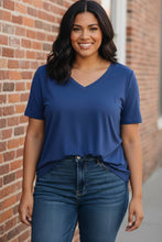 Load image into Gallery viewer, Daybreak In Malibu V-Neck Tee in Navy

