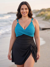 Load image into Gallery viewer, Cabana Chic Ruched One-Piece Swim Dress (multiple color options)

