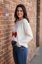 Load image into Gallery viewer, Two Hearts That Beat As One Cherry Knitted Valentine Sweater Top
