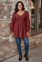 Load image into Gallery viewer, Aria Artisan Ruched Peplum Blouse (multiple color options)
