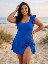 Load image into Gallery viewer, Shoreline Social Ruffled Sleeve One-Piece Swim Dress (multiple color options)
