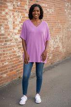 Load image into Gallery viewer, Latte At The Library Batwing Top in Violet
