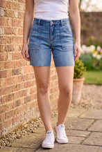 Load image into Gallery viewer, JUDY BLUE Mid Rise Bermudas Denim Shorts w/Back Flap Pockets
