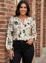 Load image into Gallery viewer, Botanical Muse Split-Neck Blouse
