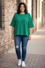 Load image into Gallery viewer, Textured Horizon Hi-Low Double Knit Tee in Kelly Green
