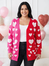 Load image into Gallery viewer, Cupid’s Contrast Heart Open-Front Cardigan (multiple color options)
