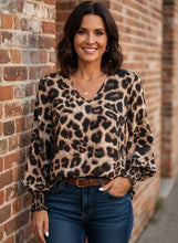 Load image into Gallery viewer, Midnight Safari V-Neck Blouse
