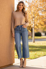 Load image into Gallery viewer, RISEN Tummy Control Mid Rise Crop Wide Front Slit Jeans
