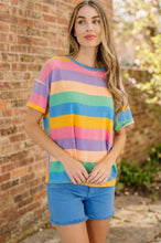 Load image into Gallery viewer, Color Theory Drop Shoulder Top in Blue, Yellow and Pink
