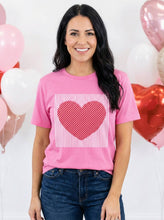 Load image into Gallery viewer, Sweet Sentiment Striped Heart Graphic Tee
