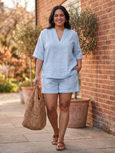 Load image into Gallery viewer, Out the Door in Five Notched Half Sleeve Top and Shorts Set (multiple color options)
