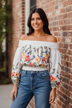 Load image into Gallery viewer, Meadow Muse Embroidered Off The Shoulder Crop Top
