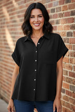Load image into Gallery viewer, Midtown Chic Airflow Button-Down Shirt in Black
