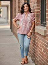 Load image into Gallery viewer, French Market Floral Embroidered Blouse (multiple color options)
