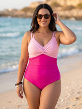Load image into Gallery viewer, Sunset Social Twisted Front V-Neck One-Piece Swimsuit (multiple color options)
