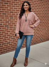 Load image into Gallery viewer, Everyday Ease Ribbed Knit Quarter Zip Sweatshirt (multiple color options)
