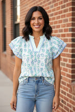 Load image into Gallery viewer, Verdant Vine Ruffle Sleeve Blouse
