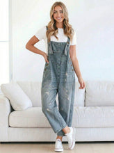 Load image into Gallery viewer, Retro Renegade Wide Leg Distressed Overalls (multiple color options)
