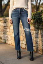 Load image into Gallery viewer, RISEN High Rise Crop Slim Straight Jenas with Hidden Knee Patch
